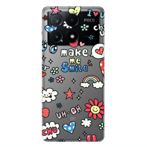 Xiaomi Poco X6Pro 5G Rainbow flowers Transparent Silicone TPU Θήκη