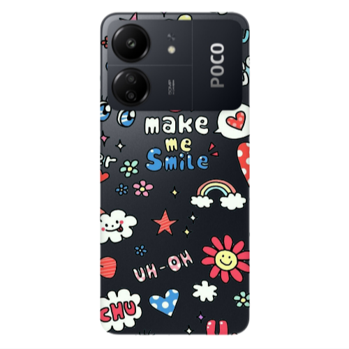 Xiaomi Poco C65 Rainbow flowers Transparent Silicone TPU Θήκη