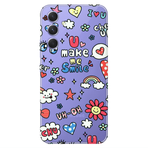Samsung A55 Rainbow flowers Transparent Silicone TPU Θήκη