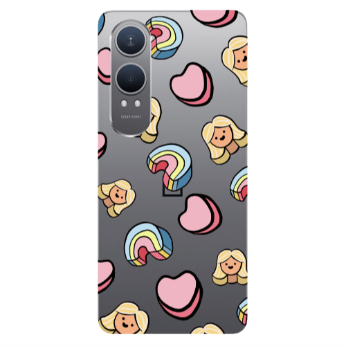 Oneplus Nord Ce 4 lite Girl rainbow and hearts Transparent Silicone TPU Θήκη