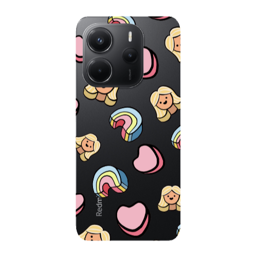 Xiaomi Redmi Note 14 Girl rainbow and hearts Transparent Silicone TPU Θήκη