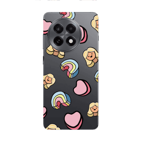 Oneplus 13 R Girl rainbow and hearts Transparent Silicone TPU Θήκη