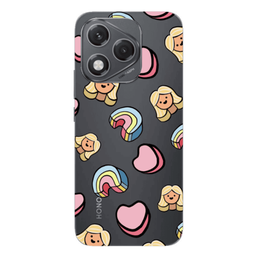 Honor 400 Lite Girl rainbow and hearts Transparent Silicone TPU Θήκη