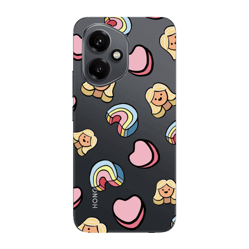 Honor Magic 400 Girl rainbow and hearts Transparent Silicone TPU Θήκη