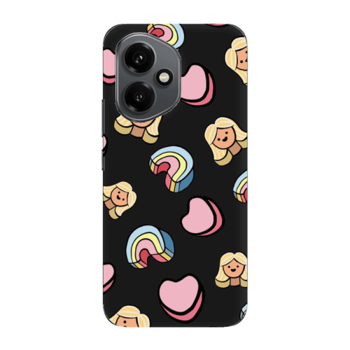 Honor Magic 400 Girl rainbow and hearts Black Colored Silicone TPU Θήκη