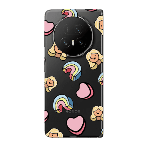 Honor Magic V5 Girl rainbow and hearts Transparent Silicone TPU Θήκη