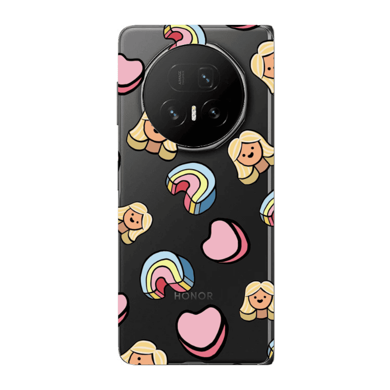 Honor Magic V5 Girl rainbow and hearts Transparent Silicone TPU Θήκη