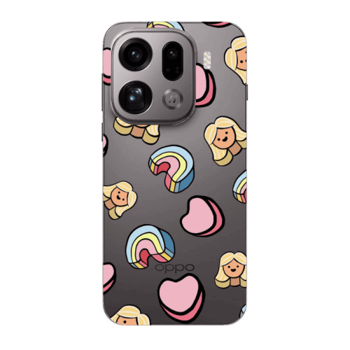 Oppo Find X9 Pro Girl rainbow and hearts Transparent Silicone TPU Θήκη