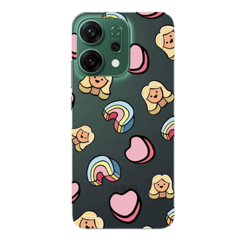 Oppo RENO 14 Girl rainbow and hearts Transparent Silicone TPU Θήκη