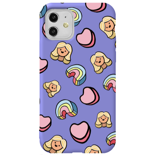 Apple iPhone 11  Girl rainbow and hearts Purple Colored Silicone TPU Θήκη