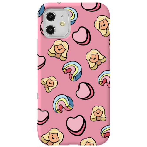 Apple iPhone 11  Girl rainbow and hearts Pink Colored Silicone TPU Θήκη