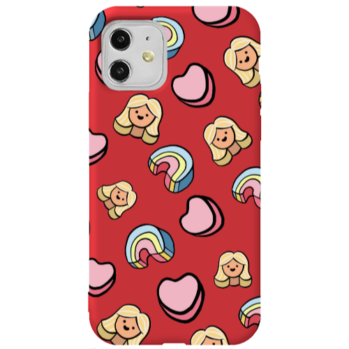 Apple iPhone 11  Girl rainbow and hearts Red Colored Silicone TPU Θήκη