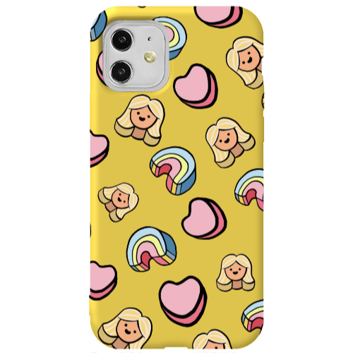 Apple iPhone 11  Girl rainbow and hearts Yellow Colored Silicone TPU Θήκη