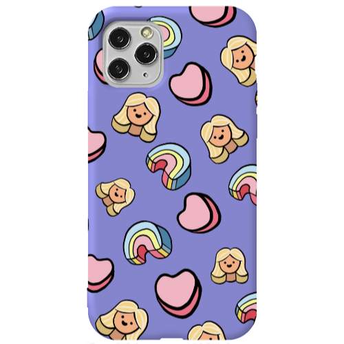 Apple iPhone 11 Pro Girl rainbow and hearts Purple Colored Silicone TPU Θήκη