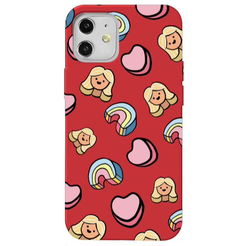 Apple iPhone 12 Girl rainbow and hearts Red Colored Silicone TPU Θήκη