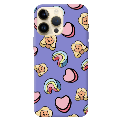 Apple iPhone 13 Pro Max Girl rainbow and hearts Purple Colored Silicone TPU Θήκη