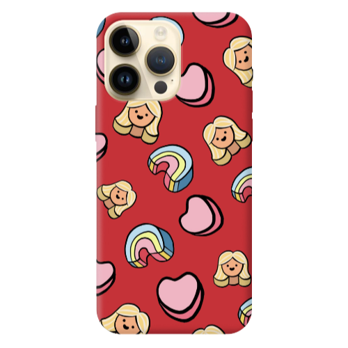 Apple iPhone 13 Pro Max Girl rainbow and hearts Red Colored Silicone TPU Θήκη