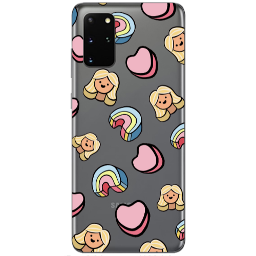 Samsung S20 Plus Girl rainbow and hearts Transparent Silicone TPU Θήκη