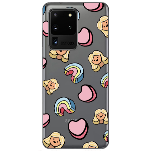 Samsung S20 Ultra Girl rainbow and hearts Transparent Silicone TPU Θήκη