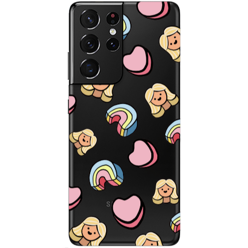 Samsung S21 Ultra Girl rainbow and hearts Transparent Silicone TPU Θήκη