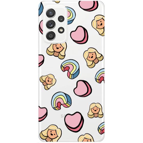 Samsung A53 Girl rainbow and hearts Transparent Silicone TPU Θήκη
