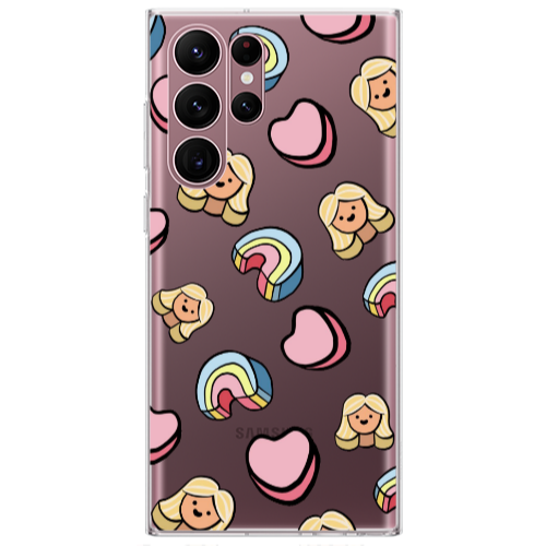 Samsung S22 Ultra Girl rainbow and hearts Transparent Silicone TPU Θήκη