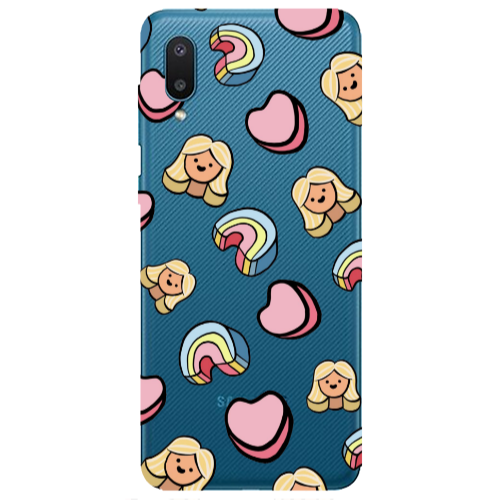 Samsung A02 Girl rainbow and hearts Transparent Silicone TPU Θήκη