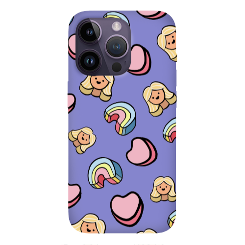 Apple iPhone 14 Pro  Girl rainbow and hearts Purple Colored Silicone TPU Θήκη