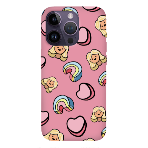 Apple iPhone 14 Pro  Girl rainbow and hearts Pink Colored Silicone TPU Θήκη