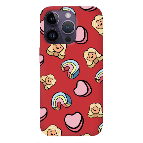 Apple iPhone 14 Pro Max Girl rainbow and hearts Red Colored Silicone TPU Θήκη