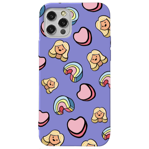 Apple iPhone 13 Pro Girl rainbow and hearts Purple Colored Silicone TPU Θήκη