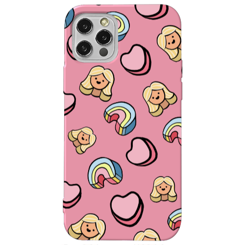 Apple iPhone 13 Pro Girl rainbow and hearts Pink Colored Silicone TPU Θήκη