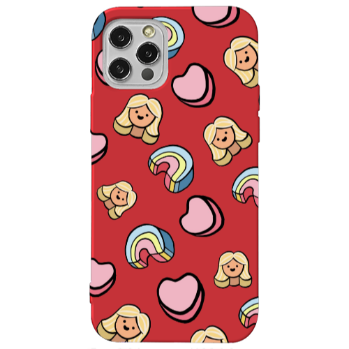 Apple iPhone 13 Pro Girl rainbow and hearts Red Colored Silicone TPU Θήκη