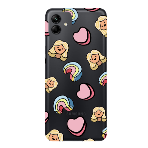 Samsung A04 Girl rainbow and hearts Transparent Silicone TPU Θήκη