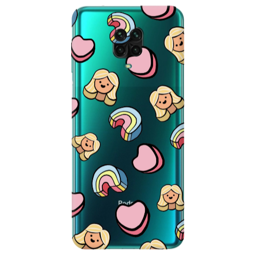 Xiaomi Redmi Note 9S Girl rainbow and hearts Transparent Silicone TPU Θήκη