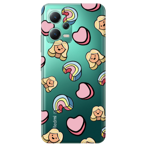 Xiaomi Redmi Note 12 Pro 5G Girl rainbow and hearts Transparent Silicone TPU Θήκη