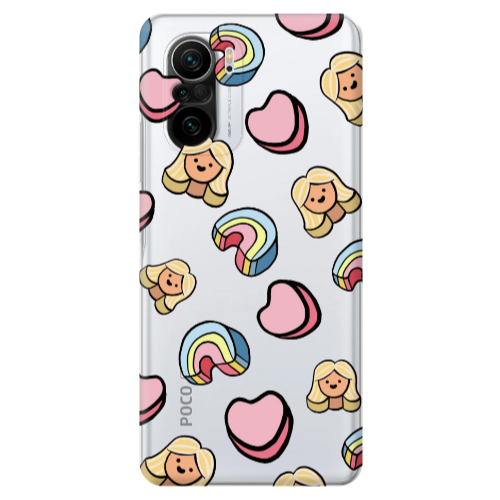 Xiaomi Poco F3 Girl rainbow and hearts Transparent Silicone TPU Θήκη