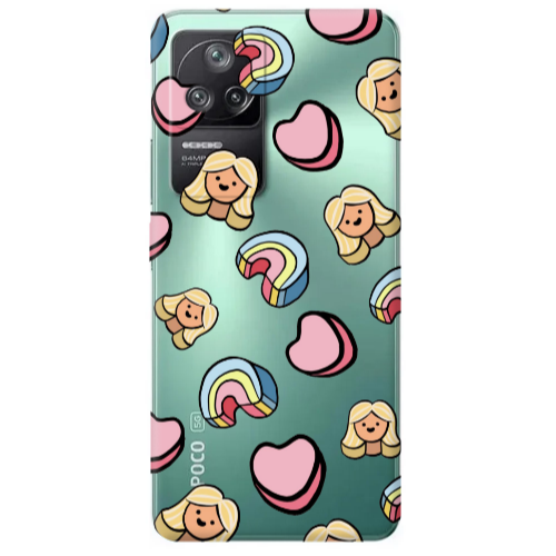 Xiaomi Poco F4 Girl rainbow and hearts Transparent Silicone TPU Θήκη