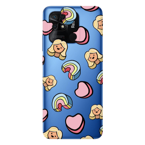 Xiaomi Poco C40 Girl rainbow and hearts Transparent Silicone TPU Θήκη