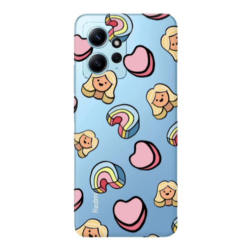 Xiaomi Redmi Note 12 4G Girl rainbow and hearts Transparent Silicone TPU Θήκη