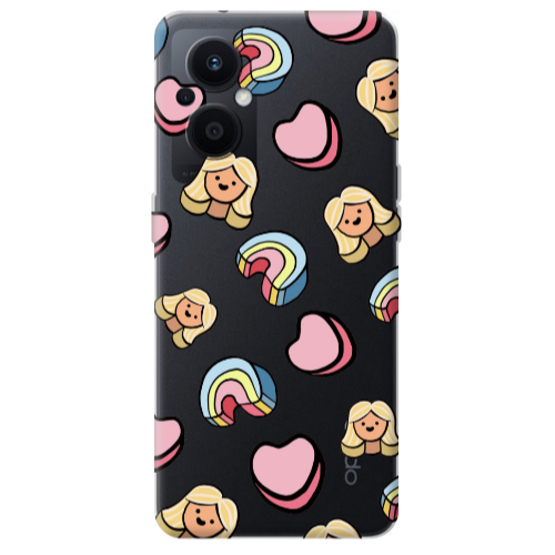 Oppo Reno 7 Lite Girl rainbow and hearts Transparent Silicone TPU Θήκη