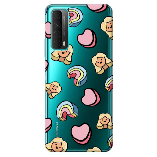 Huawei P Smart 2021 Girl rainbow and hearts Transparent Silicone TPU Θήκη