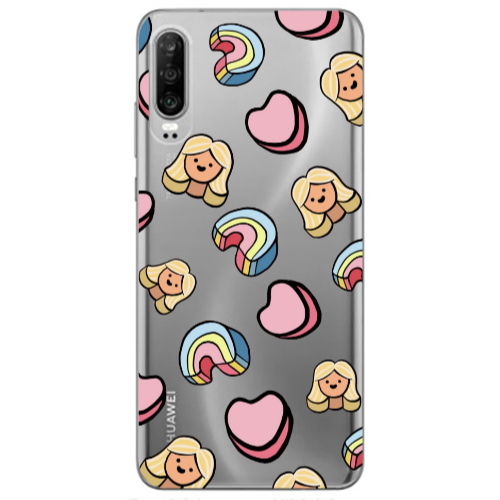Huawei P30 Girl rainbow and hearts Transparent Silicone TPU Θήκη