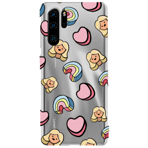 Huawei P30 Pro Girl rainbow and hearts Transparent Silicone TPU Θήκη