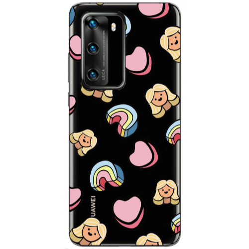 Huawei P40 Girl rainbow and hearts Transparent Silicone TPU Θήκη