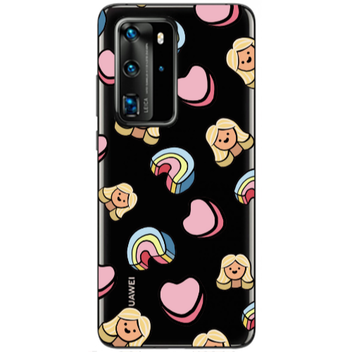 Huawei P40 Pro Girl rainbow and hearts Transparent Silicone TPU Θήκη