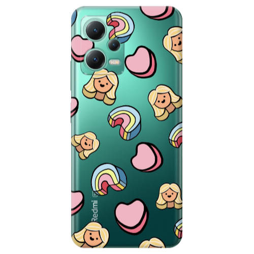 Xiaomi Redmi Note 12 Pro Plus 5G Girl rainbow and hearts Transparent Silicone TPU Θήκη