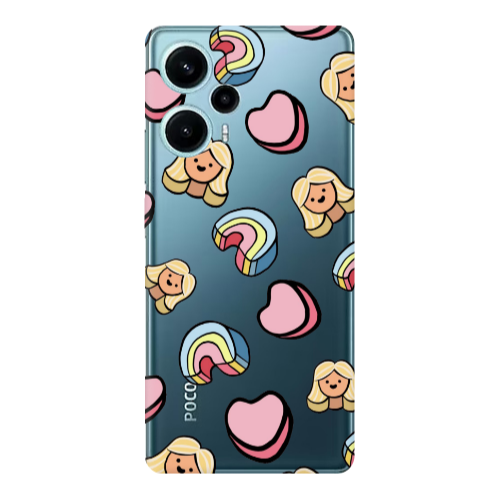 Xiaomi Poco F5 Girl rainbow and hearts Transparent Silicone TPU Θήκη