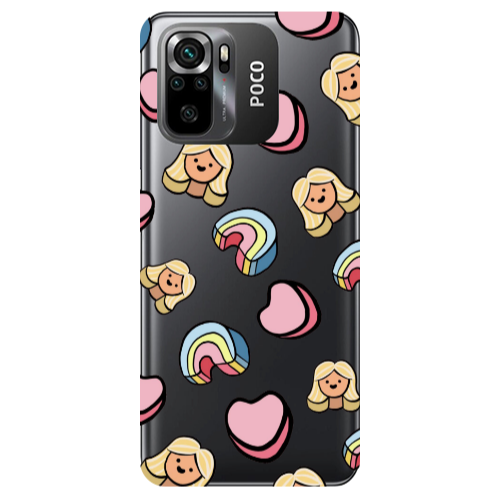 Xiaomi Poco M5 s Girl rainbow and hearts Transparent Silicone TPU Θήκη