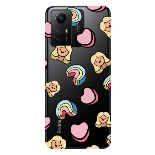 Xiaomi Redmi Note 12s Girl rainbow and hearts Transparent Silicone TPU Θήκη